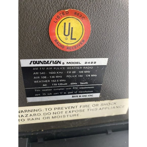 Soundesign 2422 Radio - 4-Band AM-FM-Air-Police Works - Picture 8 of 8